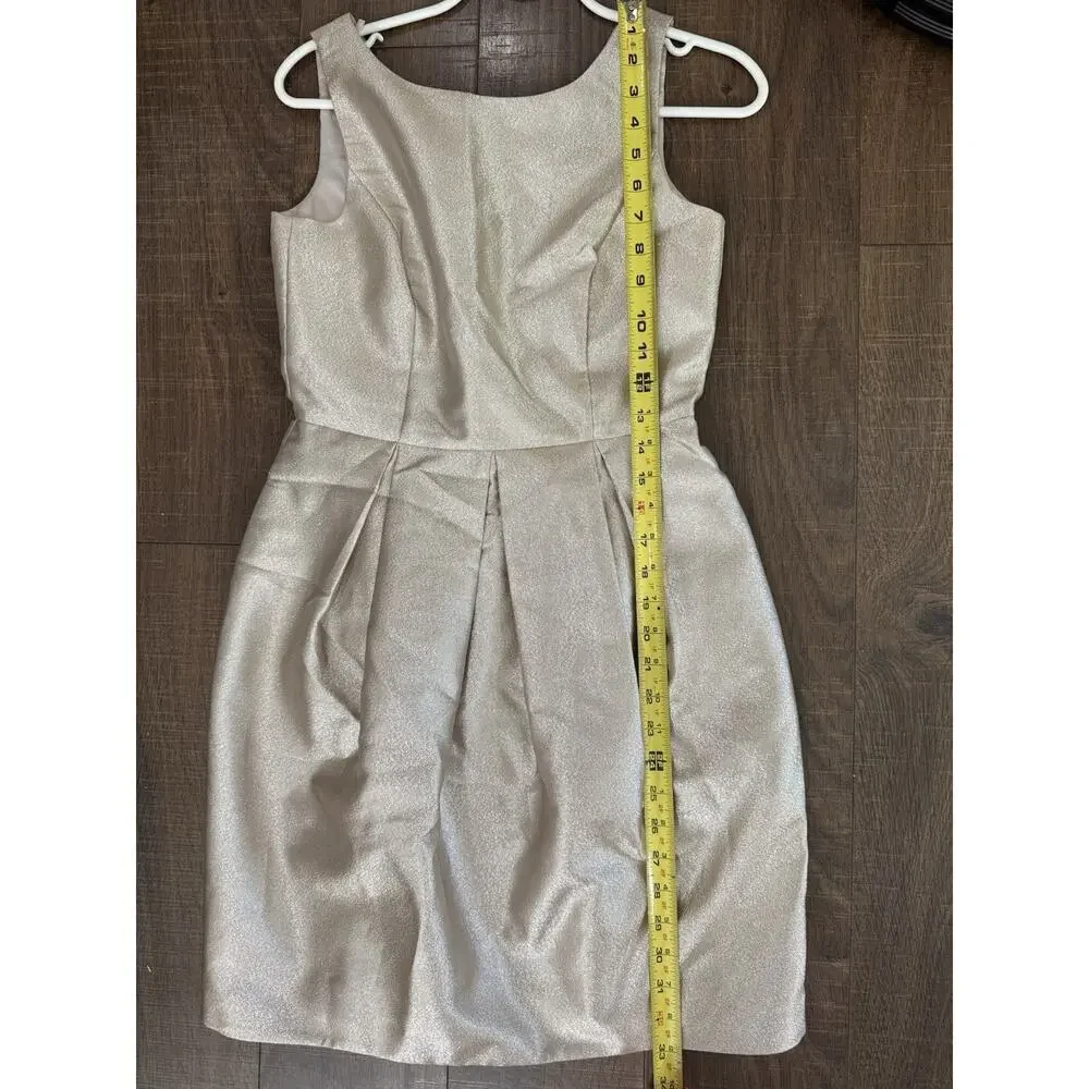 White House Black‎ Market Jacquard Sz 0 Champagne Gold Sleeveless Lined Dress